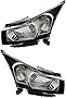 Gold Shrine For Chevrolet Chevy Cruze Headlights Lamps Set 2011 2012 Halogen Driver and Passenger Side
