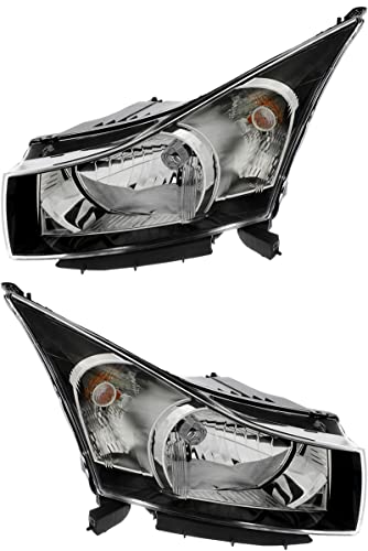 Gold Shrine For Chevrolet Chevy Cruze Headlights Lamps Set 2011 2012 Halogen Driver and Passenger Side