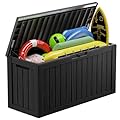 MAIUSCOLI 80 Gallon Waterproof Outdoor Storage Box,Resin Deck Box,Lockable Outside Storage Box Container for Patio Furniure,Garden,Tools (80 Gallon,Black)