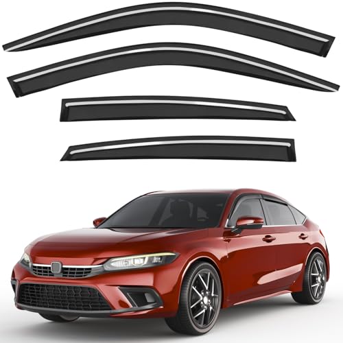 Saleago Out-Channel Window Rain Guards Fit for Honda Civic Hatchback 2022-2026,Extra Durable Window Visors Wind Deflector Dark Smoke Vent Shades Car Tape-on with Thicker 4PCS