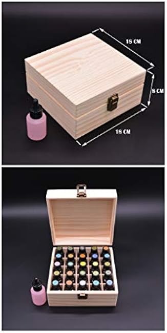 VolksRose Essential Oil Box, Wooden Storage Container Holds 25 Bottles, Multi-Tray Organizer #ob01
