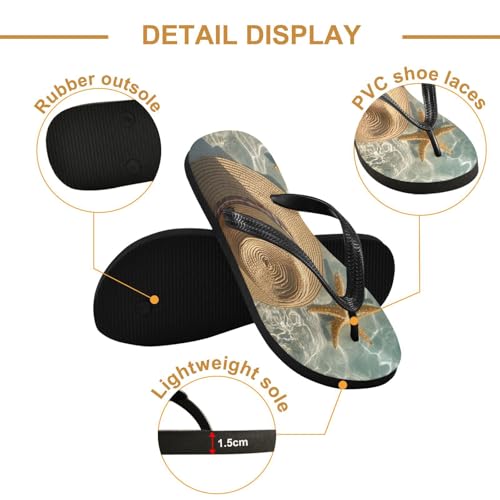 CEBUGI Unisex Flip Flop -Flat Sandal -NonSlip Couple Slippers -Natural Rubber Foam Soles Ultimate Comfort and Durability for Indoor Outdoor|Straw Hat2