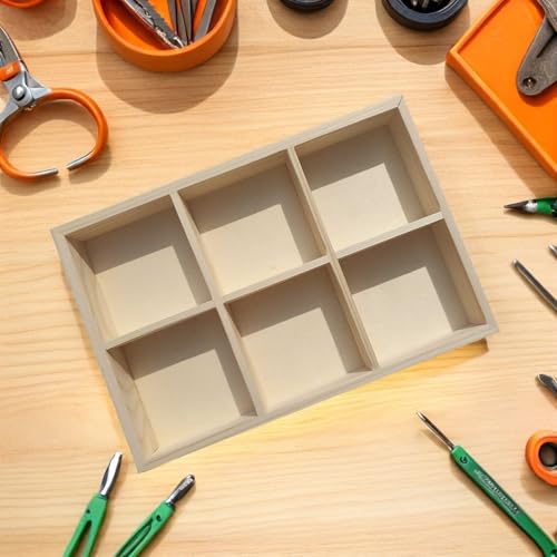 TIDTALEO Wooden 6-Grid Pigment Storage Box Pine Wood Art Supply Organizer Paint Stick Case for Watercolor and Oil Pastels Craft Storage - Image 3