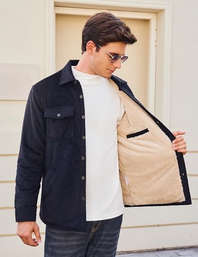 Cotrasen Men's Flannel Jackets Plaid Sherpa Lined Fleece Shirt Long Sleeve Jackets with Pockets Casual Work Heavyweight3