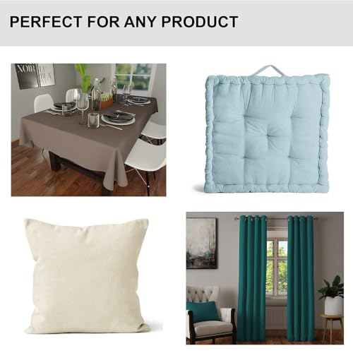 Image of Glus Fabric by The Metre-Mercerised Dyed Cotton for Embroidery-Cross Stitch-Bed Covers-Curtains-Cushion Covers-Table Cloth-Chair Upholstery-Sofa Cover (White, 100 cm X144 cm)