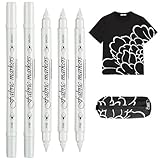 ZLKRHAK 5 Stück Textilstifte Stoffmalstifte Textilmarker Stoffstifte Textilfarbe Fabric Paint Textilstifte Waschmaschinenfest Doppelseitiger Stoffmalstift Nähzubehör