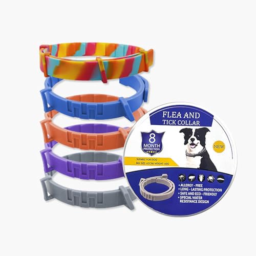 Zeckenhalsband für Hunde und Katzen Flohhalsband Antibellhalsband Katze – 100% Naturlatex – Wasserdicht & Verstellbar – Bis zu 8 Monate Schutz – Mückenabwehr & Flohschutz(Grau, 63,5 cm)