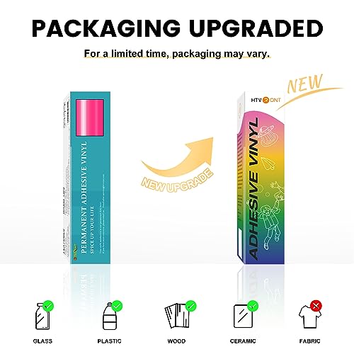 Image of HTVRONT Neon Pink Permanent Vinyl Roll - 12 inch x 50 FT Glossy Pink Adhesive Roll Vinyl for All Cutting Machine, Silhouette, Cameo Cutters, for Signs, Scrapbooking, Craft, Die Cutters