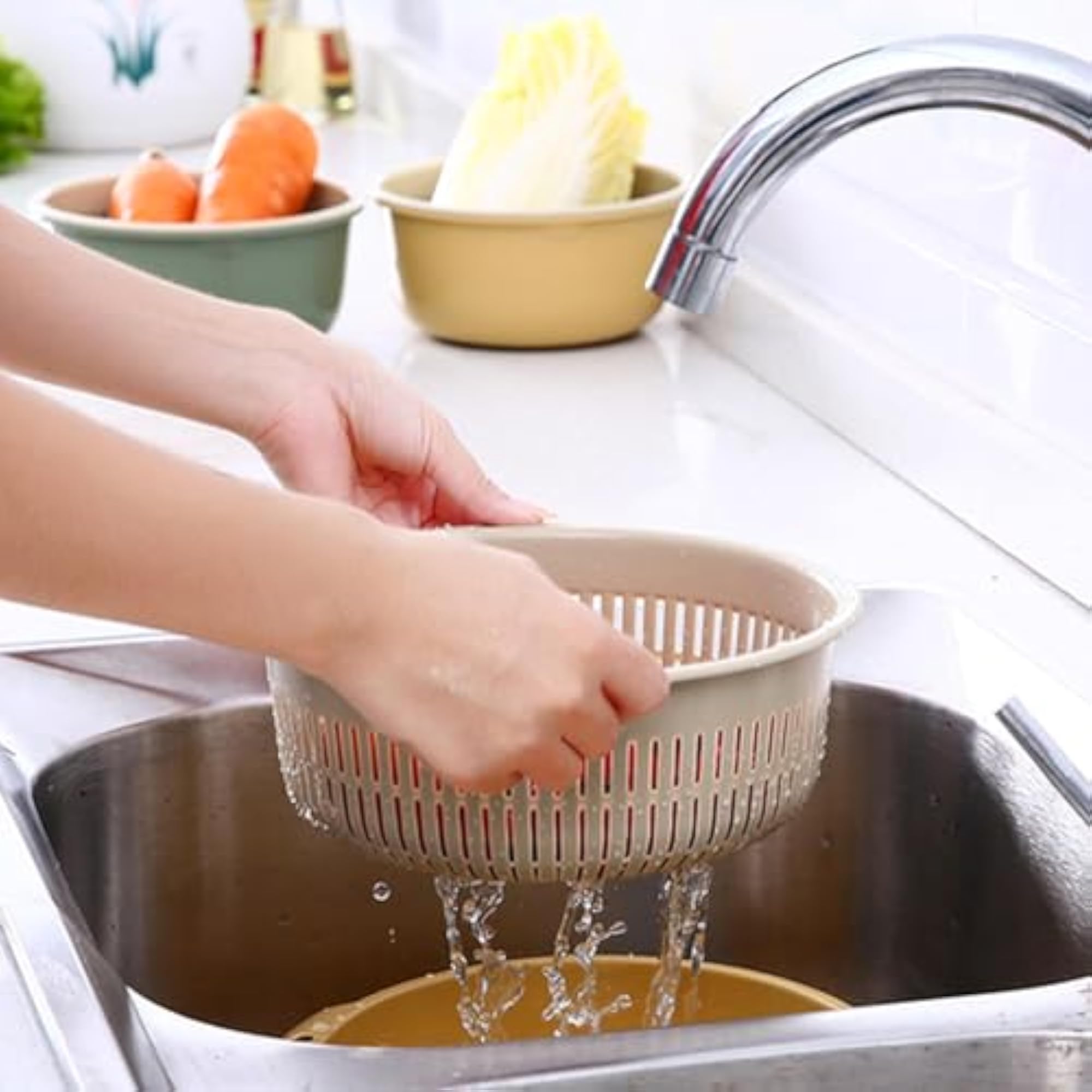 Vegetable Washing Drainage Basket Kitchen Colander Bowl