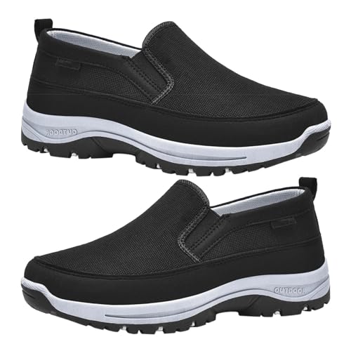 AZMAHT Zapatillas de Trekking Ligeras Antideslizantes Zapatillas Antideslizantes Hombre Zapatillas ortopedicas Hombre Zapatillas sin Cordones Hombre Zapatillas Casual,Negro,42/260mm