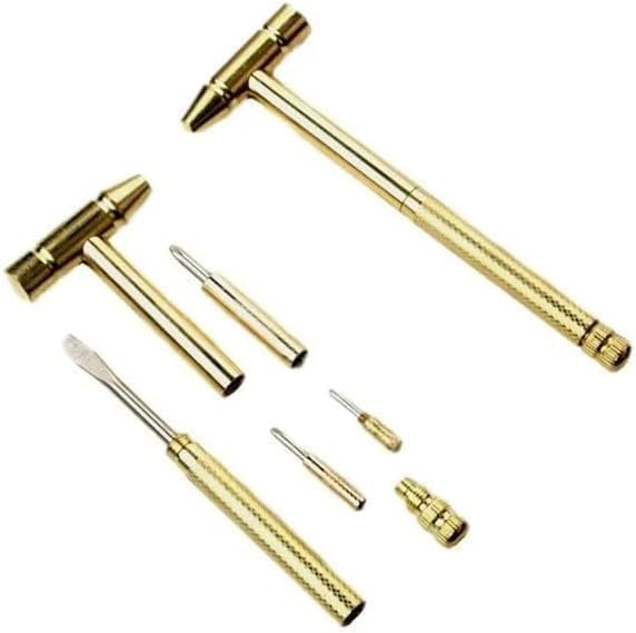 6-in-1 Mini Multi-Tool for Precision Repair Brass and Steel Hammer with Screwdrivers for Electronics Watches Glasses andJewelry Compact