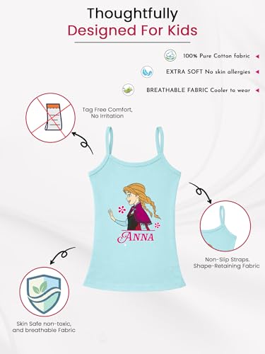 Image of Kids Frozen Printed Girl's Regular Fit Vest Dori Neck| 100% Cotton| Skin Friendly | Lightweight | Sleeveless Design | Pack Of 6 (Color & Print May Vary)
