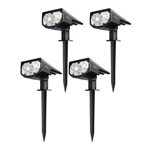 LITOM 12 LEDs Solar Landscape Spotlights, IP67 Waterproof Solar Powered Wall Lights 2-in-1 Wireless Outdoor Solar Landscaping Lights for Yard Garden Driveway Porch Walkway Pool Patio 4 Pack Cold White