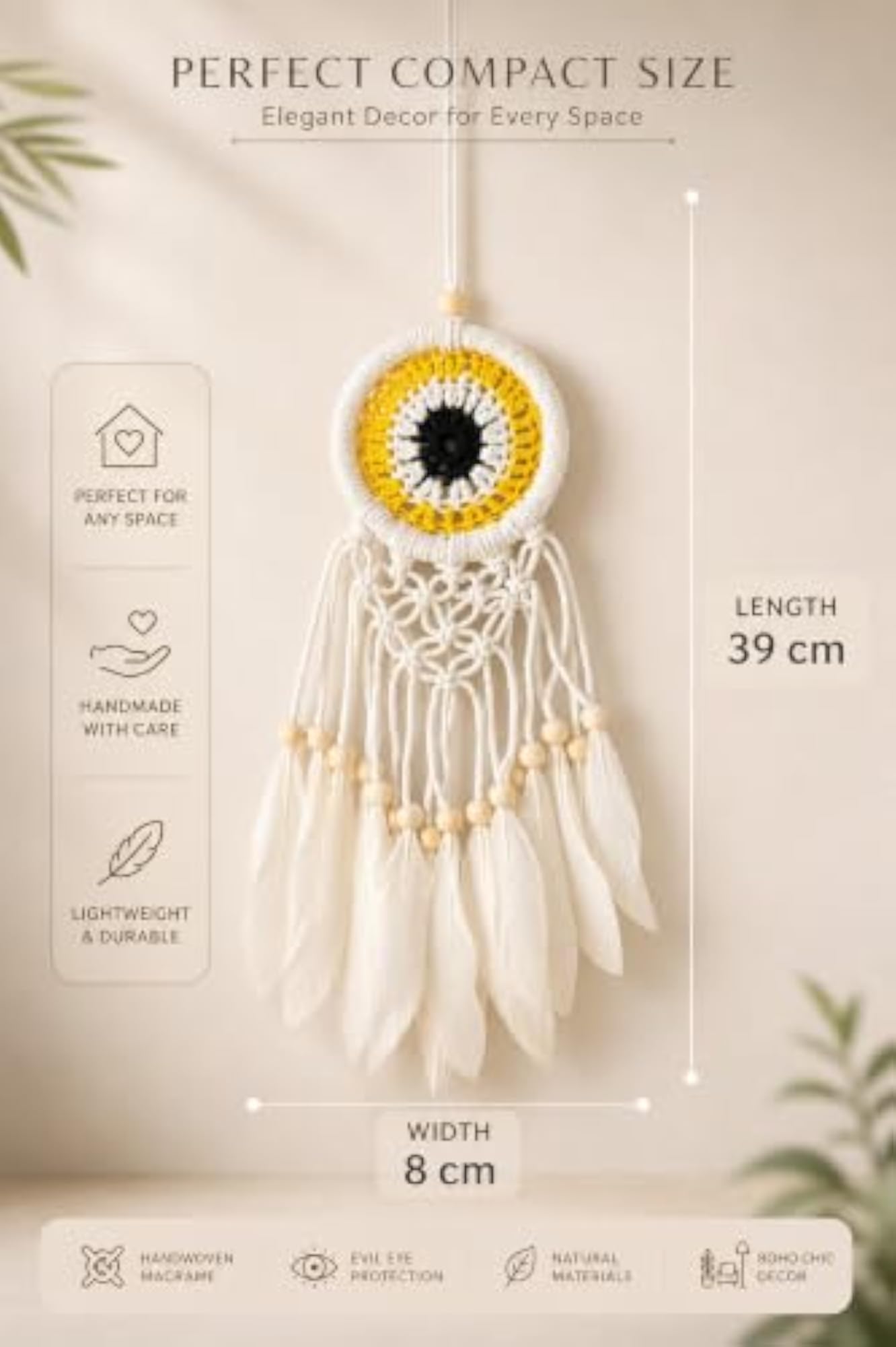 SADAF'S Art Evil Eye Dream Catcher Wall Hanging