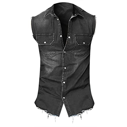 Men's Denim Vest Sleeveless Jacket Slim Fit Vintage Casual Ripped Summer Jean Vest Fashion Trucker Jean Outerwear2