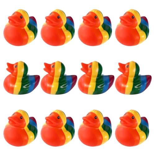 Lyreh 12uds Pato de Goma Arcoíris, Orgullo Gay Mini Patitos de Goma Juguete Baño Regalo LGBT Decoraciones Gay Bisexuales Lesbianas Transgénero para Fiesta Cumpleaños Regalos Fiesta LGBT