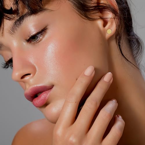 Hoberta Real 14k solid Yellow Gold Stud Earrings with Screw back for Women Girls Men for Sensitive ears Small & Minimalist Dot Studs Jewelry for Gifts4