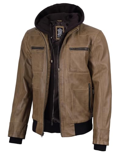 Image of Blingsoul Leather Jacket Men With Detachable Hooded - Real lambskin Leather Jackets For Mens