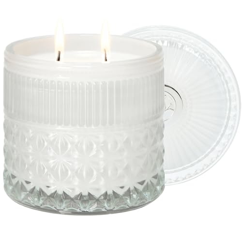 Chloefu LAN Gardenia Scented Candles, 14 oz Soy, Large 2-Wick, Highly Scented White Candles Gifts for Women, Anniversary, Wedding, Thanksgiving, Birthday