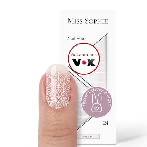Original Miss Sophie Nagelfolien I 24 ultra-dünne Nagellack-Streifen mit zartem Bohemian Muster I Für Finger- & Fußnägel I Hält auf Natur- sowie lackierten Acryl- Gel- & Shellac-Nägeln