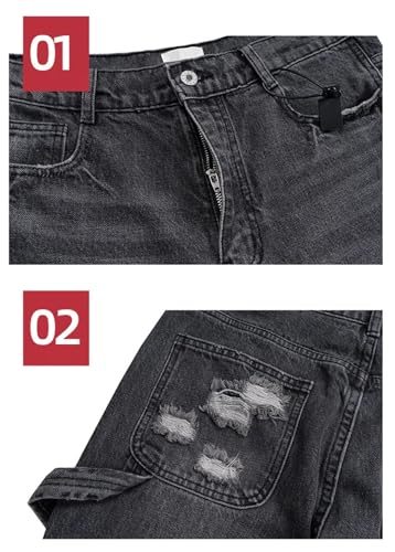 Damaged Hole Washed Baggy Jeans for Men and Women Streetwear Denim Trousers2