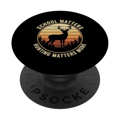 School Matters Hunting Matters More Deer Hunting Retro PopSockets PopGrip Adhesivo