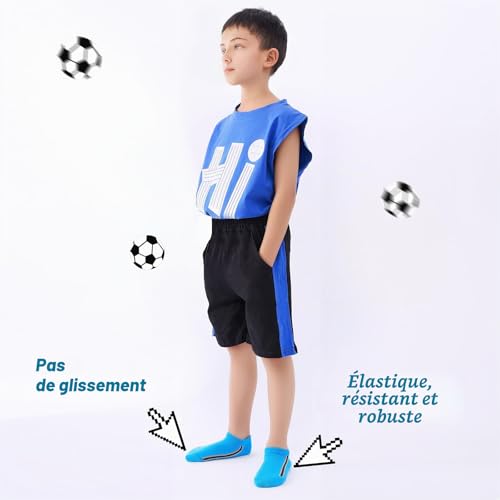 Cirorld Chaussettes enfants, 6 paires de chaussettes sport pour garçons, coton pour football et école, chaussettes colorées pour usage quotidien et sport 23-26 – vue 9