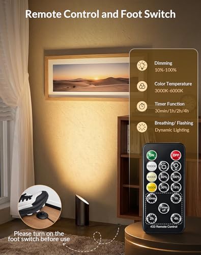 Image of 2 Pack Uplights Indoor Floor Can Lights, 3CCT with Remote, Black