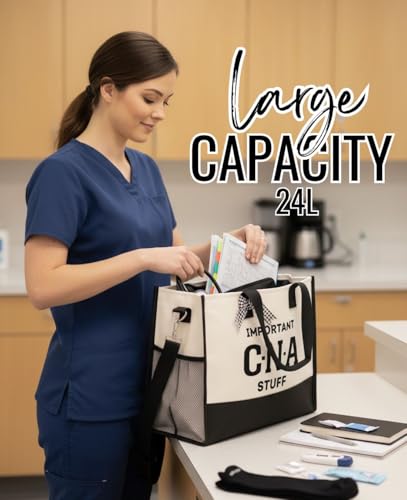 Image of InnoBeta CNA Week Gifts Canvas Tote Bag for Women, Females for Work, CNA Appreciation Accessories Gifts