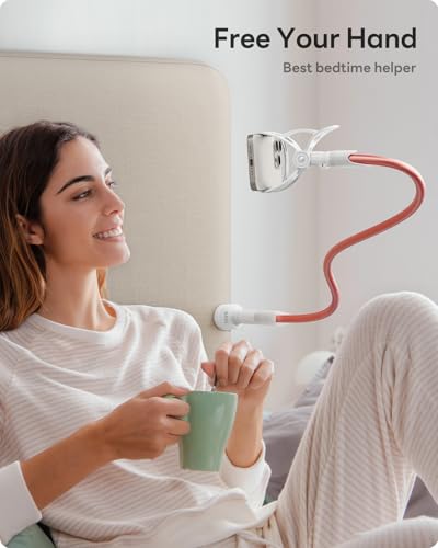 Gooseneck Phone Stand for Bed, SAIJI Lazy Bracket Cell Phone Holder Long Arm Clip Clamp Mount for Filming, Compatible with 4.0-6.5'' Mobile Cell Phone Stand Document Camera Nintendo Switch (Rose Gold) - Image 7