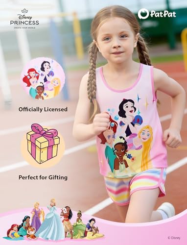 Image of Disney Stitch丨 Frozen丨 Minnie Mouse丨Princess丨Winnie Tank Top+Dolphin Shorts Girls Outfits Workout Athletic Set Summer