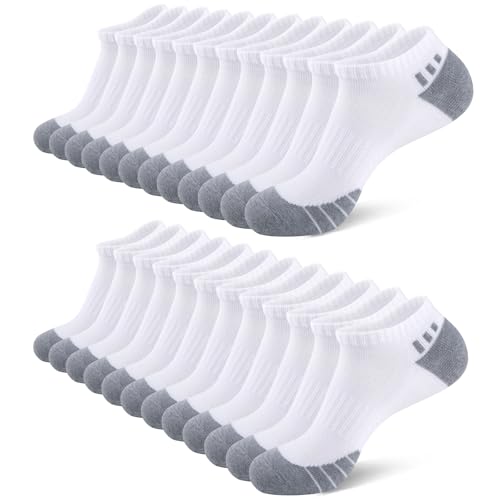 Heatuff 12 Pairs Mens Ankle Socks Athletic Cushioned Running Low Cut Sports Socks for Men