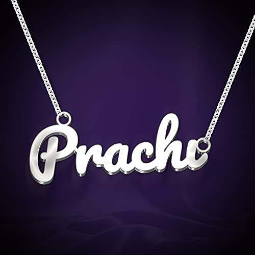 Image of Prachi Cursive Gold & Silver Name Pendant Necklace, Best Jewelry Gift for Girls.