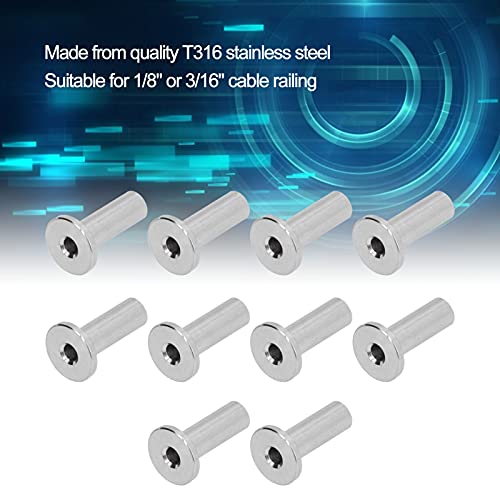 Stainless Steel Protector Sleeves for 1/8" & 3/16" Wire Rope, Cable Railing Kits, Wire Rope Sleeve, Deck Railing Accessories - Image 3