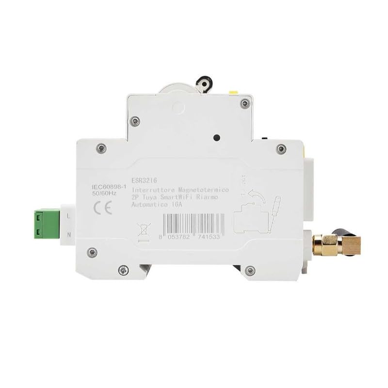 ETTROIT INTERRUTTORE MAGNETOTERMICO SMART WIFI 2P 16A RIARMO AUTOMATICO APP TUYA OCCUPA 3 MODULI DIN