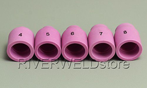 TIG Welding Gas Lens Collet Body & Ceramic Cup Kit - Fits WP 17, 18, 26 Torches (9pc)