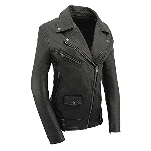 Milwaukee Leather Women's Maiden Aqua Premium Sheepskin Motorcycle Fashion Leather Jacket with Studs SFL2840