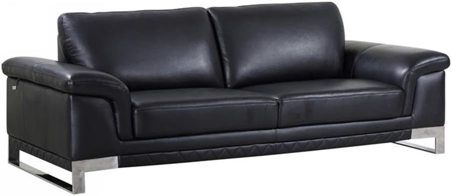Pemberly Row Contemporary Genuine Italian Leather Sofa,
