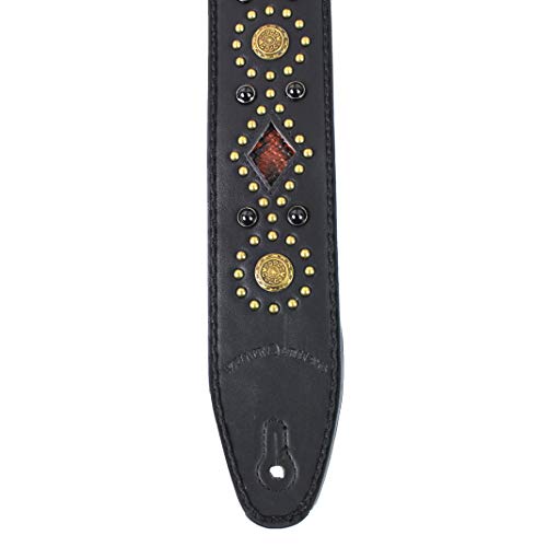Walker And Williams GTR-20-BB Sedona Sangle rembourrée avec rivets et rivets Noir - Les Beatles, Paul McCartney, John Lennon, RIngo Starr, George Harrison Walker And Williams GTR-20-BB Sedona Sangle rembourrée avec rivets et rivets Noir – Image 6