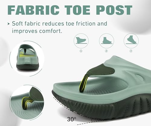 Image of COFACE Men Orthopedic Footbed Flip Flops Fabric Toe Post Beach Sandals Size 7-15