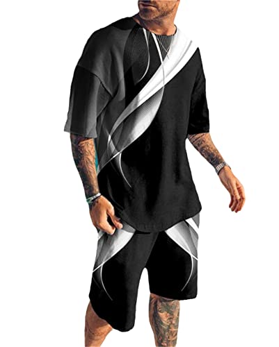 Costume d'été pour homme AXEBHPED en taille XXL ensemble t-shirt et short imprimé 3D