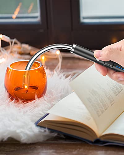 Vehhe Candle Lighter, Electric Rechargeable Arc Lighter With Led Battery Display Long Flexible Neck Usb Lighter For Light Candles Gas Stoves Camping Barbecue #TOP5