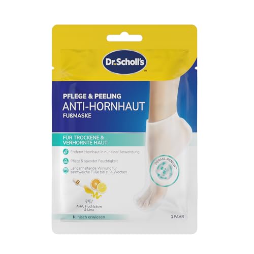 Dr. Scholl's Intensive Fuß-Peeling-Maske für raue, trockene Haut, 1 Paar feuchtigkeitsspendende Socken, peelt sanft und pflegt weich, mit Urea, Hornhautentferner für die Füße