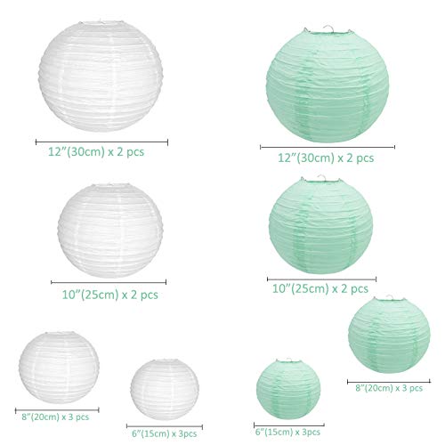 Lampions,Papierlampion 20 teile/satz 6 "-12" weiß grüne papier laterne lampe geburtstag hochzeit boule papier lampionnen dekoration