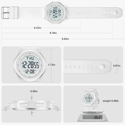 Watches for Men, Ultra-Thin Digital Watch Men with Stopwatch Countdown Alarm Wide-Angle Display Waterproof Minimalist Mens Watch Gifts for Mens Womens4