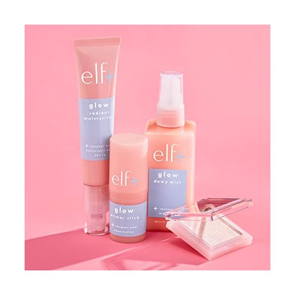 e.l.f. ELF+ Glow Primer Stick, Infused with Coconut Oil & Shea Butter, Hydrating Makeup Base, Gold Spec Finish
