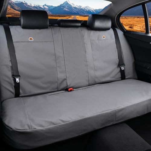 Image of Coverado Universal Car Back Seat Covers - Canvas Rear Seat Cushions for Kids, Dogs & Most Vehicles - Gray