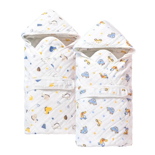Image of 2 Pack Hooded Baby Bath Towels,Large 32 inchx 32 inch (Cars /Dinosaurs) | Cute and Fun Design, Soft and Absorbent, Unisex Baby Bath Essentials, Moisture absorption and quick drying