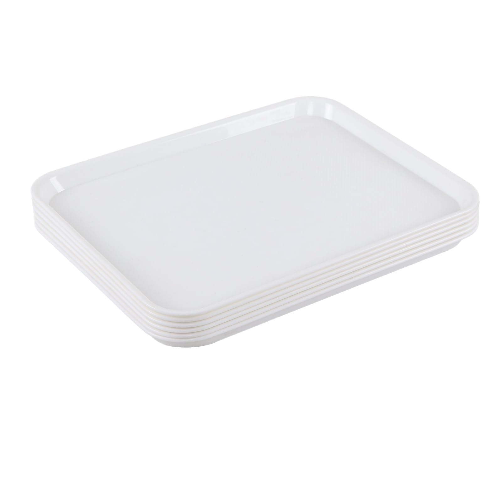 Confezione da 6 vassoi rettangolari in plastica per caffetteria, 43 x 33,5 cm, vassoio da portata per fast food, bianco