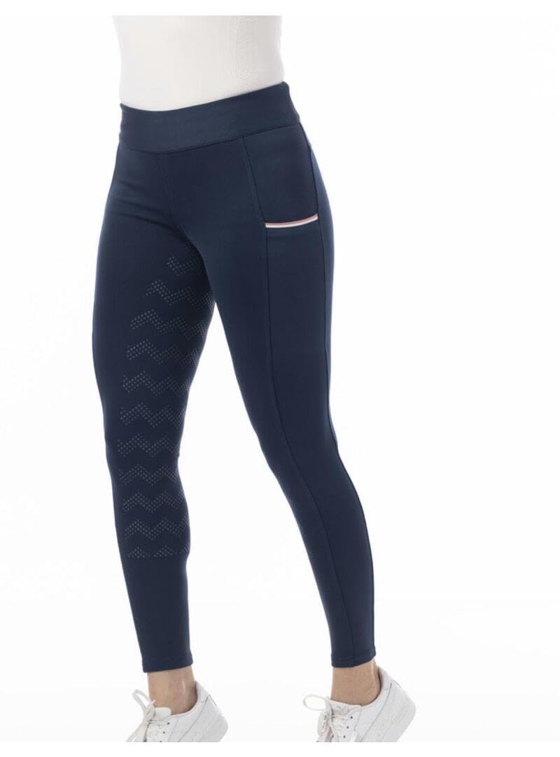 Riding World - Reitleggings für Mädchen Agadir | Leggings zum Reiten | Reithose mit Silikon-Vollbesatz & breitem Bund | Reiterhose mit 2 Handytaschen | Reitbekleidung in Marineblau | Größe 152